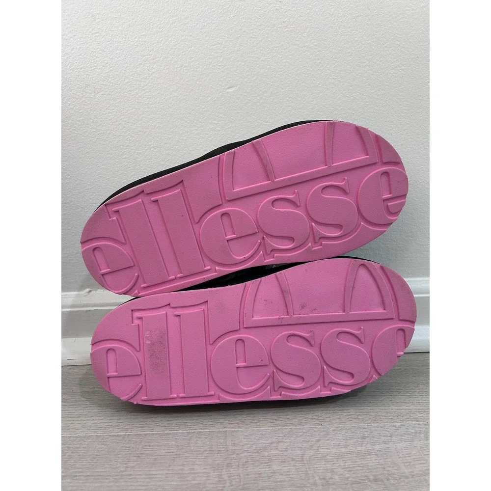 Ellesse Womens Platform Sandals Black White Pink Logo Strappy Sz 7 Retro 90s Y2K